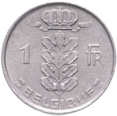 купить Бельгия 1 франк (franc) 1958 надпись на французском - "BELGIQUE"