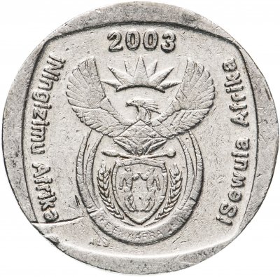 купить ЮАР 2 ранда (рэнда, rand) 2003 надпись "iSewula Afrika - iNingizimu Afrika"