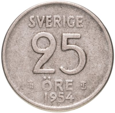 купить Швеция 25 эре (ore) 1954