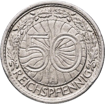 купить Германия 50 рейхспфеннигов (reichspfennig) 1931, знак монетного двора "А" — Берлин