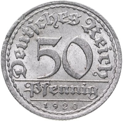 купить Германия (Веймарская республика) 50 пфеннигов 1920 А (Берлин)