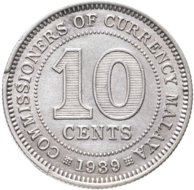 купить Малайя 10 центов (cents) 1939