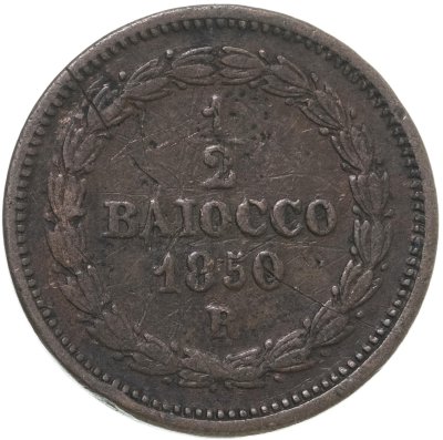 купить Папская область 1/2 байокко, 1850
