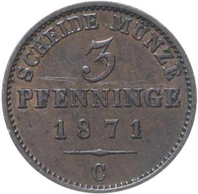 купить Германия, Пруссия 3 пфеннига 1871