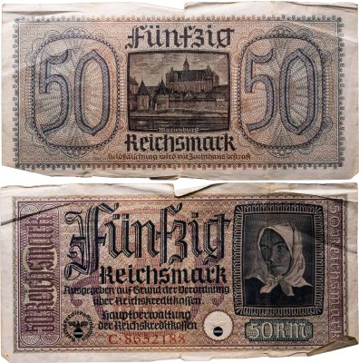 купить Германия, Третий рейх 50 рейхсмарок 1939-1945 гг (для оккупированных территорий)
