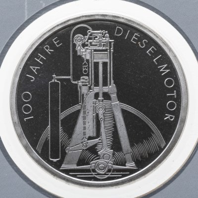 купить Германия 10 марок 1997 "100 лет дизельному двигателю" в блистере с марками