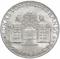 Купить Австрия 25 шиллингов (shillings) 1968 "300 лет со дня рождения Иоганна Лукаса фон Хильдебрандта"