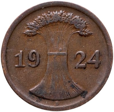 купить Германия 2 рейхспфеннига (reichspfennig) 1924 D знак монетного двора "D" — Мюнхен