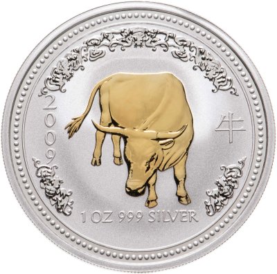 купить Австралия 1 доллар 2007 "Восточный календарь. Год Быка 2009" позолота