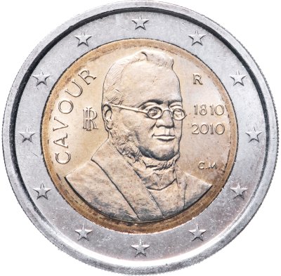купить Италия 2 евро 2010 "200 лет со дня рождения Камилло Кавура"