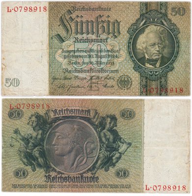 купить Германия 50 рейхсмарок 1933 (Pick 182)