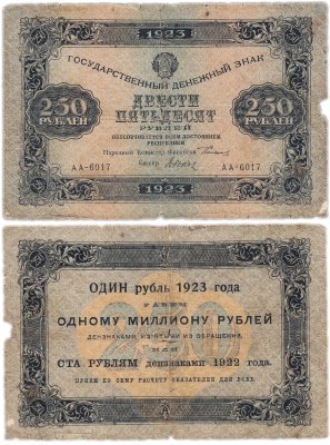 купить 250 рублей 1923 год, водяной знак "Ромбы"