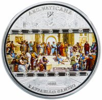 Купить Острова Кука 20 долларов 2008 "Шедевры мирового искусства: Афинская школа пруф" в футляре с сертификатом Редкость