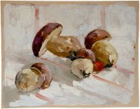 Купить Картина "Грибы", картон, масло, художник И.В.Владимиров, СССР, 1950-1970 гг.