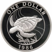 купить Бермудские острова 1 доллар 1986 "Черепаха"