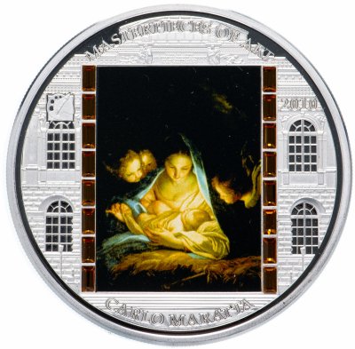 купить Острова Кука 20 долларов 2010 "Шедевры живописи - Карло Маратта - Святая ночь", в футляре с сертификатом Редкость