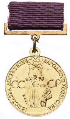 купить Знак нагрудный "За успехи в народном хозяйстве. ВДНХ", латунь, ММД, СССР, 1963 г.