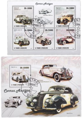 купить Сан-Томе и Принсипи марки квартблок набор из 2 штук "Автомобили. Машины. Ретро" 2009