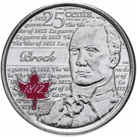 купить Канада 25 центов (cents) 2012 "Война 1812 года - Генерал-майор Исаак Брок" (Цветное покрытие)