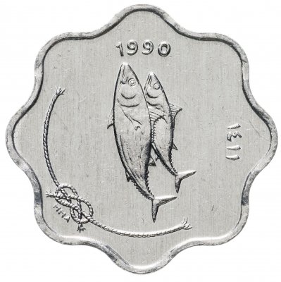купить 5 лари 1990 Мальдивы