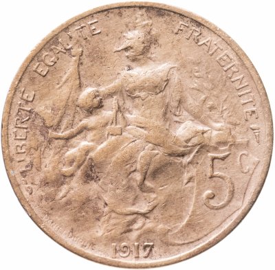 купить Франция 5 сантимов (centimes) 1917
