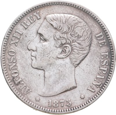 купить Испания 5 песет 1875