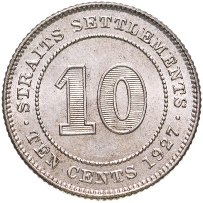 купить Стрейтс Сетлментс 10 центов (cents) 1927
