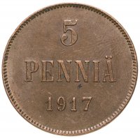 купить 5 пенни (pennia) 1917 с гербовым орлом