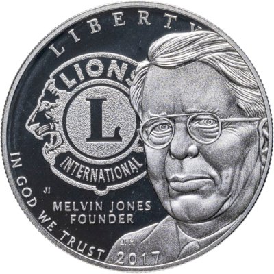 купить США 1 доллар 2017 "100 лет благотворительной организации Lions Club. Основатель - Мелвин Джонс" в футляре