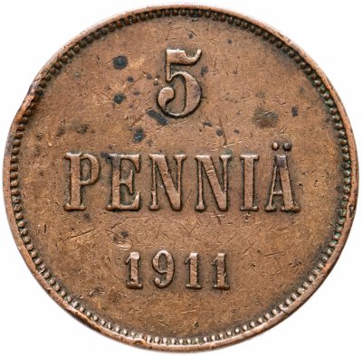 купить 5 пенни (pennia) 1911, монета для Финляндии