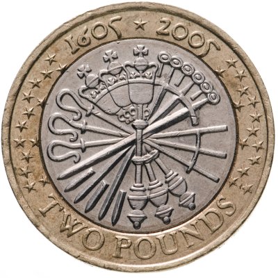 купить Великобритания 2 фунта (pounds) 2005 "400 лет "Пороховому заговору"