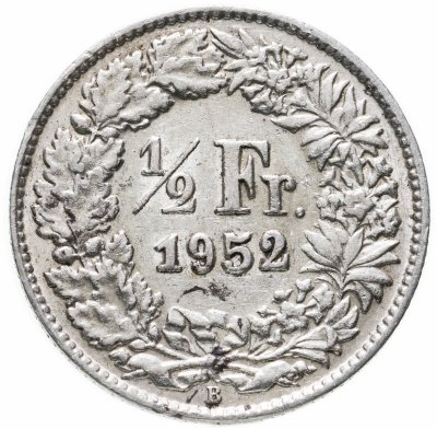 купить Швейцария 1/2 франка (franc) 1952