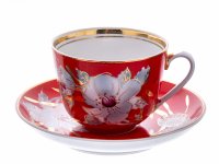 купить Пара чайная "Мальва", фарфор, роспись, Барановский фарфоровый завод, СССР, 1970-1990 гг.
