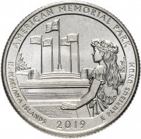 Купить США 1/4 доллара (25 центов, квотер) 2019 P — "Национальные парки - Мемориал парк" (47-й парк)