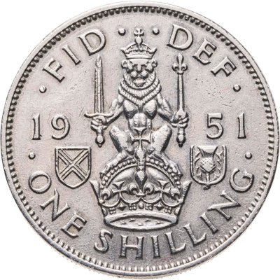 купить Великобритания 1 шиллинг (shilling) 1951 Шотландский шиллинг - лев, сидящий на короне
