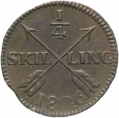 купить Швеция 1/4 скиллинга 1806