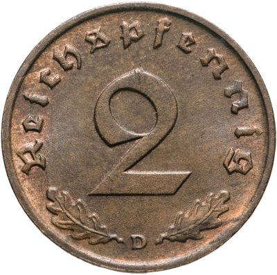 купить Германия (Третий Рейх) 2 рейхспфеннига "D" 1939