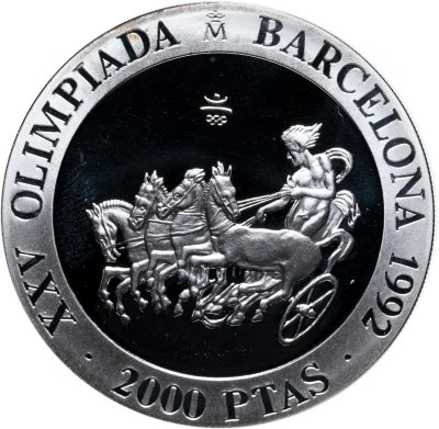 купить Испания 2000 песет (pesetas) 1992 "XXV Летние Олимпийские игры, Барселона 1992 - Гонки колесниц"
