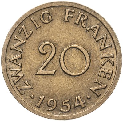купить Саар 20 франков (francs) 1954