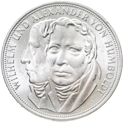 купить Германия 5 марок (deutsche mark) 1967 "200 лет со дня рождения Вильгельма и Александра фон Гумбольдтов"