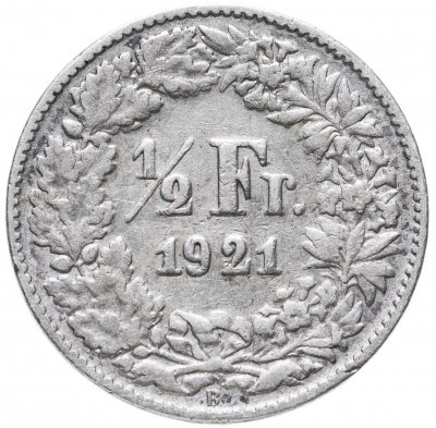 купить Швейцария 1/2 франка (franc) 1921