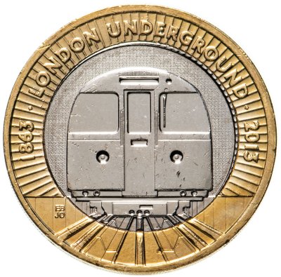 купить Великобритания 2 фунта (pounds) 2013 150 лет Лондонскому метро, поезд