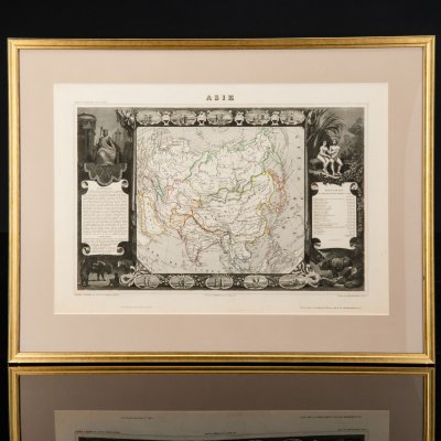 купить Гравюра "Карта Азии (Asie)" в раме, автор Виктор Левассер (Victor Levasseur), бумага, печать, дерево стекло, Франция, 1840-1860 гг.