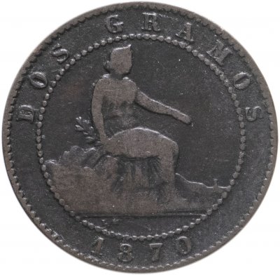 купить Испания 2 сентимо (centimos) 1870
