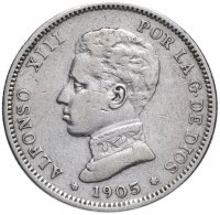 Купить Испания 2 песеты (pesetas) 1905