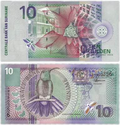 купить Суринам 10 гульденов 2000 (Pick 147)