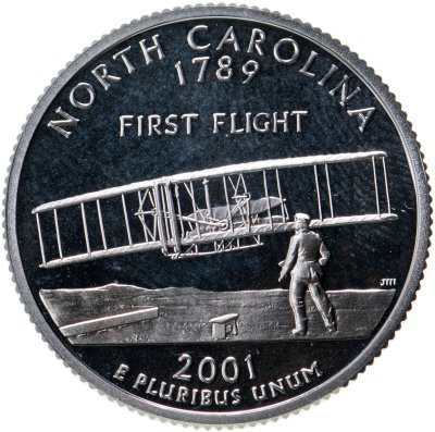 купить США 25 центов (квотер, 1/4 доллара, quarter dollar) 2001 Северная Каролина