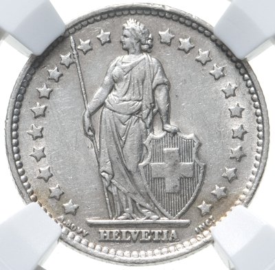 купить Швейцария 1 франк 1945 в слабе ННР