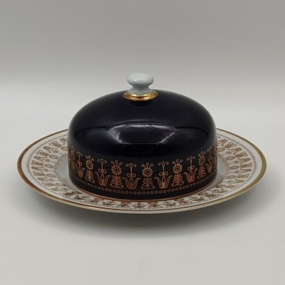 купить Маслёнка, украшенная цветочным орнаментом, фарфор, крытье, золочение, Graf Von Henneberg Porzellan, 1777 Jlmenau, ГДР, 1977-1990 гг.