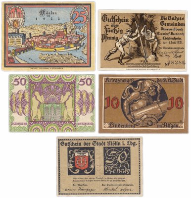 купить Германия (разные земли) набор из 5 нотгельдов 1921-1922